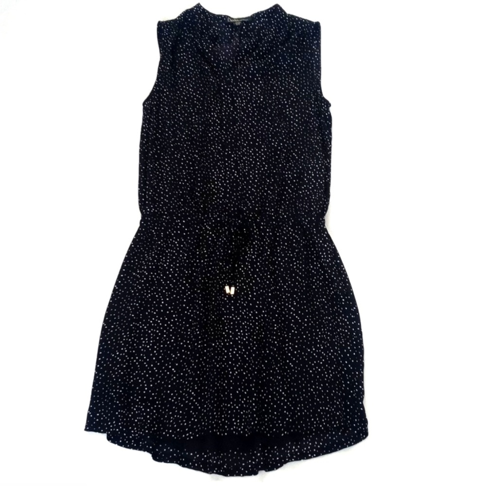 Dalia Women’s Sleeveless Black Speckled Summer Midi Minimalist Casual Dress XS